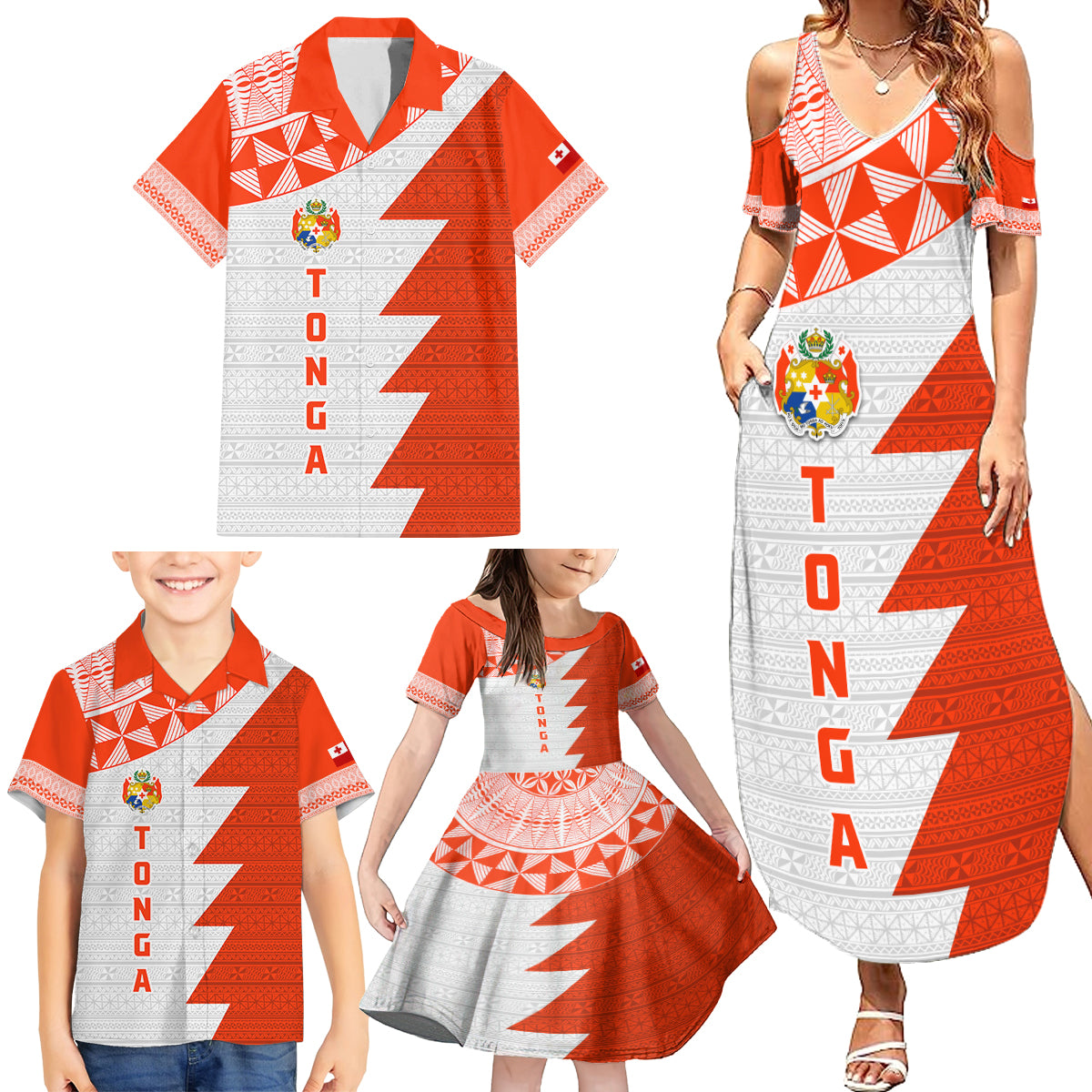 Custom Tonga Rugby Family Matching Summer Maxi Dress and Hawaiian Shirt Ikale Tahi Ngatu Tribal Pattern Half Style LT03