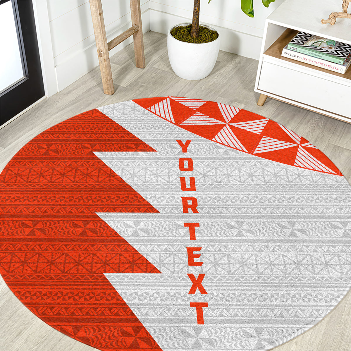 Custom Tonga Rugby Round Carpet Ikale Tahi Ngatu Tribal Pattern Half Style