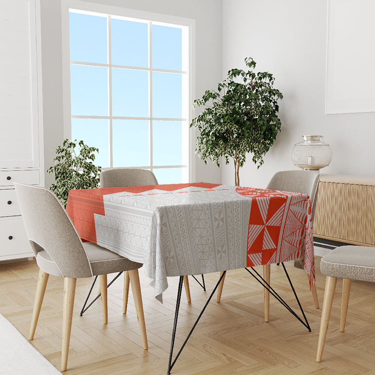 Custom Tonga Rugby Tablecloth Ikale Tahi Ngatu Tribal Pattern Half Style