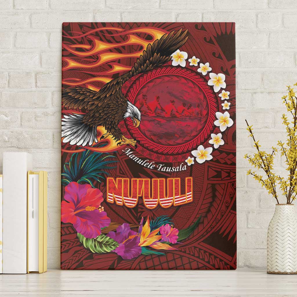 American Samoa Manulele Tausala Nu'uuli Canvas Wall Art Tatau Art Pattern with Tropical Plants