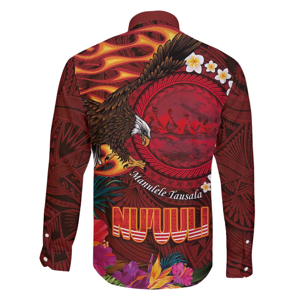 American Samoa Manulele Tausala Nu'uuli Family Matching Summer Maxi Dress and Hawaiian Shirt Tatau Art Pattern with Tropical Plants