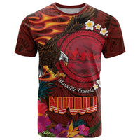 American Samoa Manulele Tausala Nu'uuli T Shirt Tatau Art Pattern with Tropical Plants
