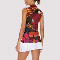 American Samoa Manulele Tausala Nu'uuli Women Sleeveless Polo Shirt Tatau Art Pattern with Tropical Plants