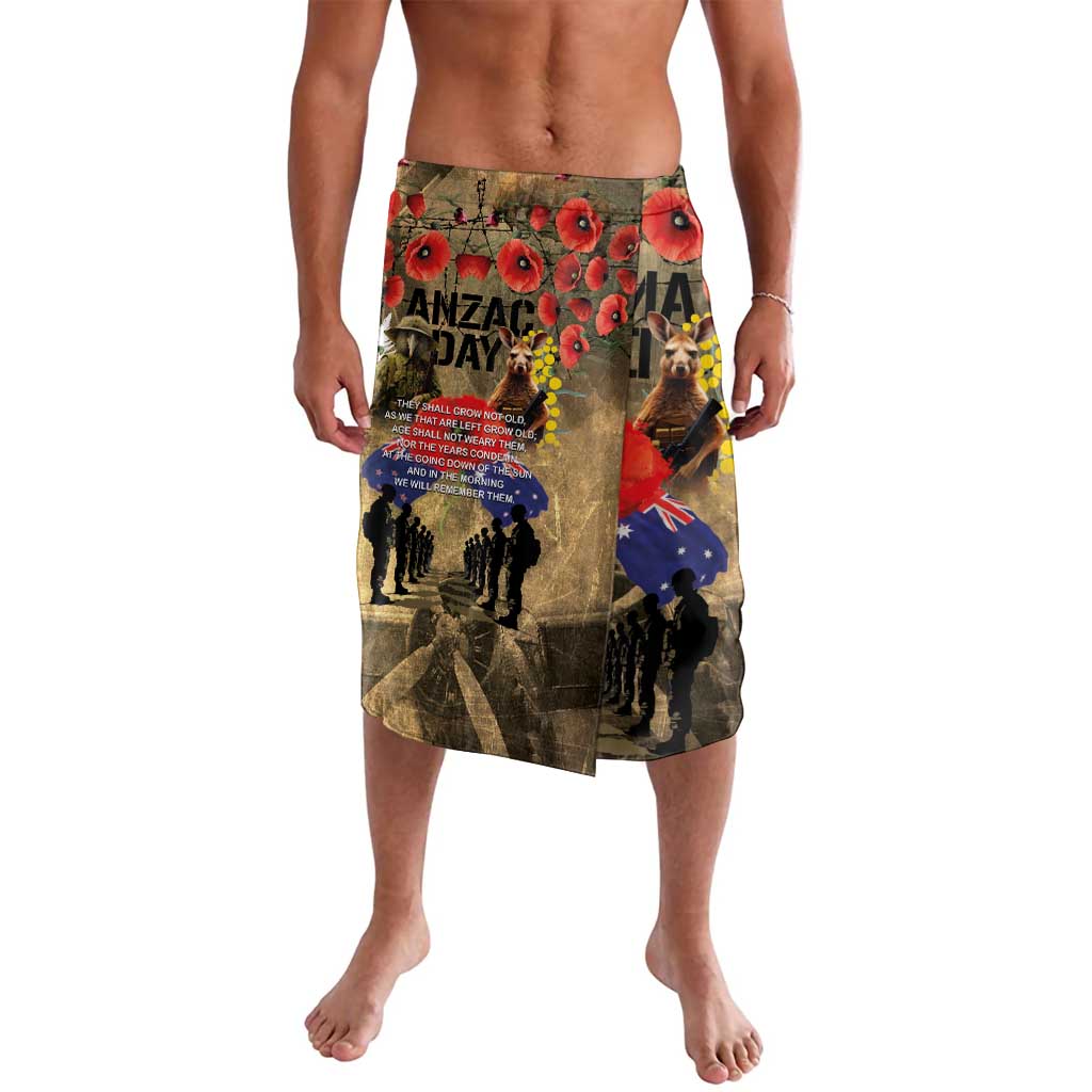 Australia and New Zealand ANZAC Day Lavalava Kangaroo and Kiwi Bird Soldier-Honor and Remember Vintage Style