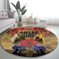 Australia and New Zealand ANZAC Day Round Carpet Kangaroo and Kiwi Bird Soldier-Honor and Remember Vintage Style
