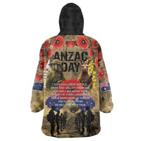 Australia and New Zealand ANZAC Day Wearable Blanket Hoodie Kangaroo and Kiwi Bird Soldier-Honor and Remember Vintage Style
