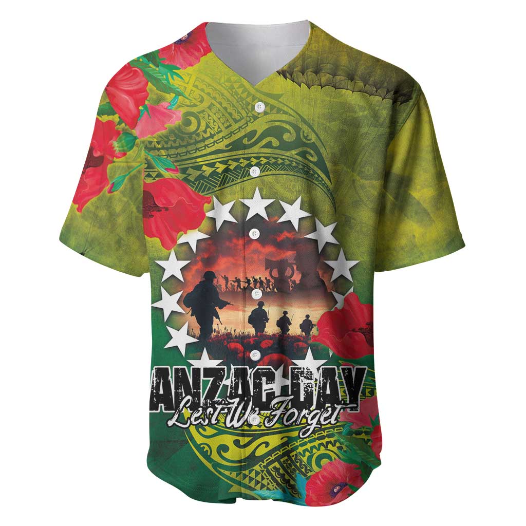 Cook Islands ANDAC Day Baseball Jersey Honor and Remember Soliders-Forever in My Thoughts Grunge Style