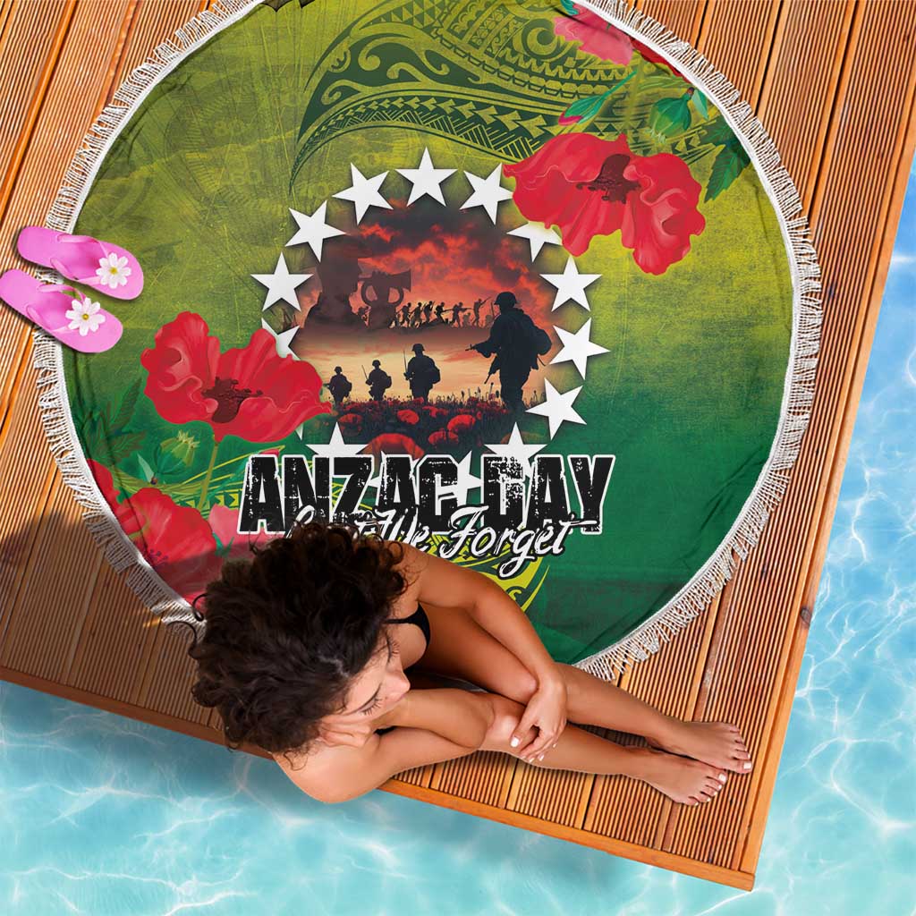 Cook Islands ANDAC Day Beach Blanket Honor and Remember Soliders-Forever in My Thoughts Grunge Style LT03 - Polynesian Pride