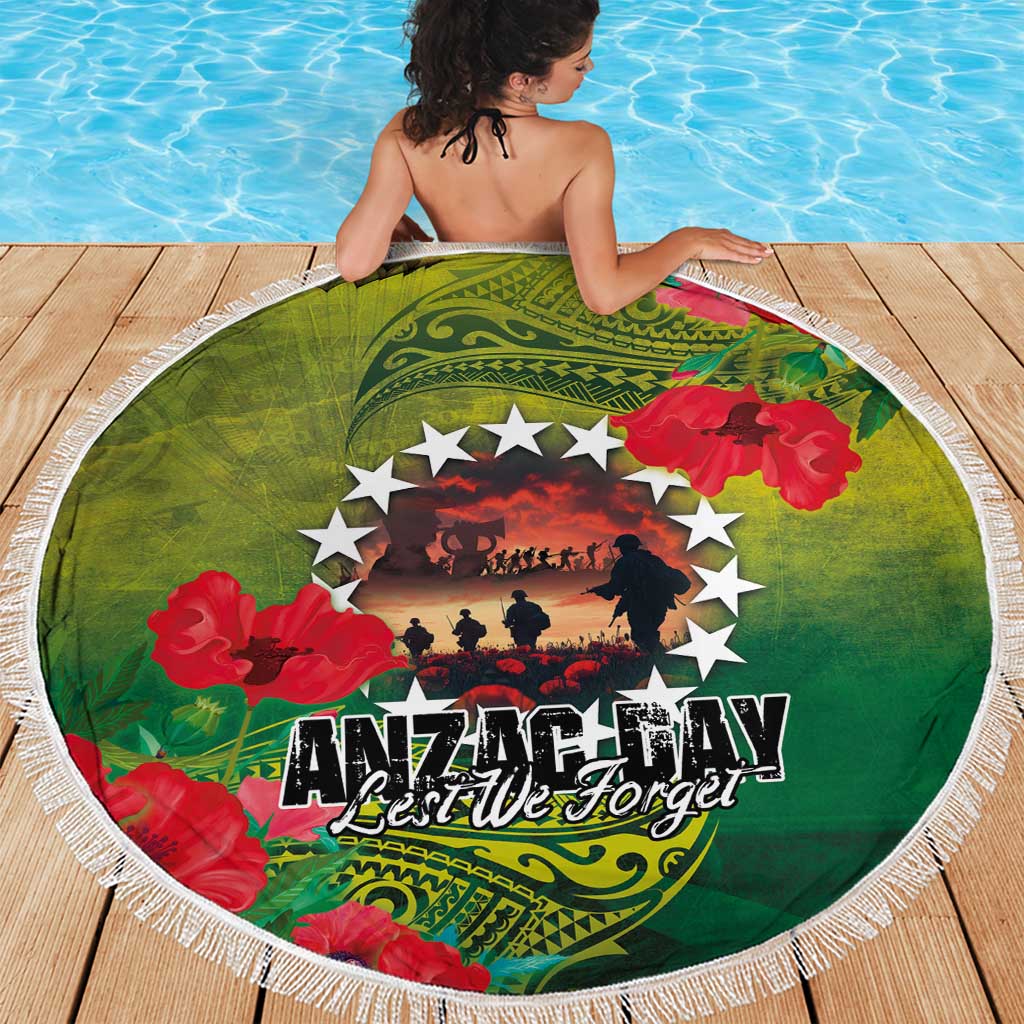 Cook Islands ANDAC Day Beach Blanket Honor and Remember Soliders-Forever in My Thoughts Grunge Style LT03 - Polynesian Pride