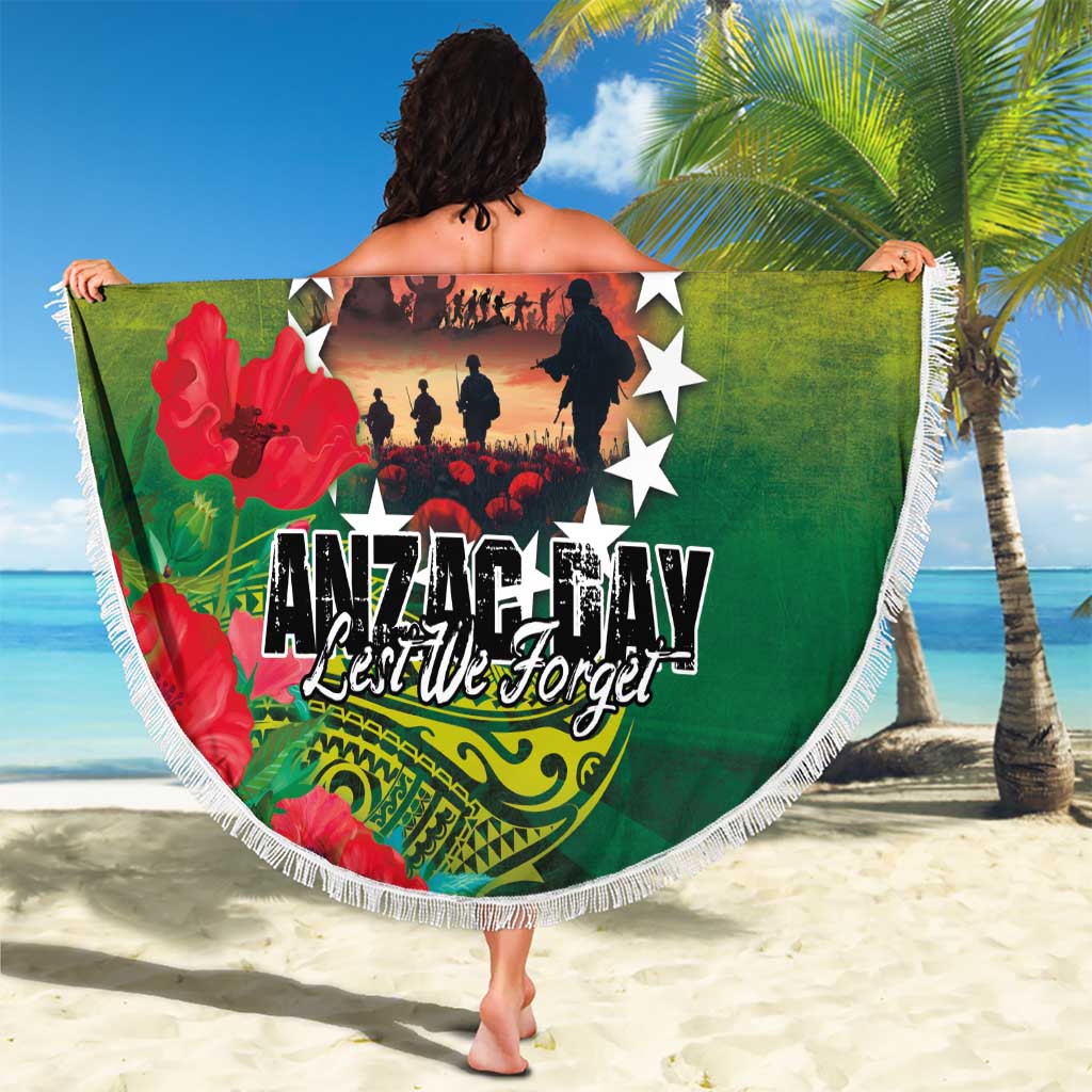 Cook Islands ANDAC Day Beach Blanket Honor and Remember Soliders-Forever in My Thoughts Grunge Style LT03 - Polynesian Pride