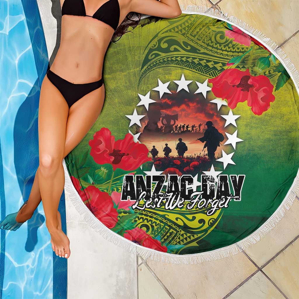 Cook Islands ANDAC Day Beach Blanket Honor and Remember Soliders-Forever in My Thoughts Grunge Style LT03 - Polynesian Pride