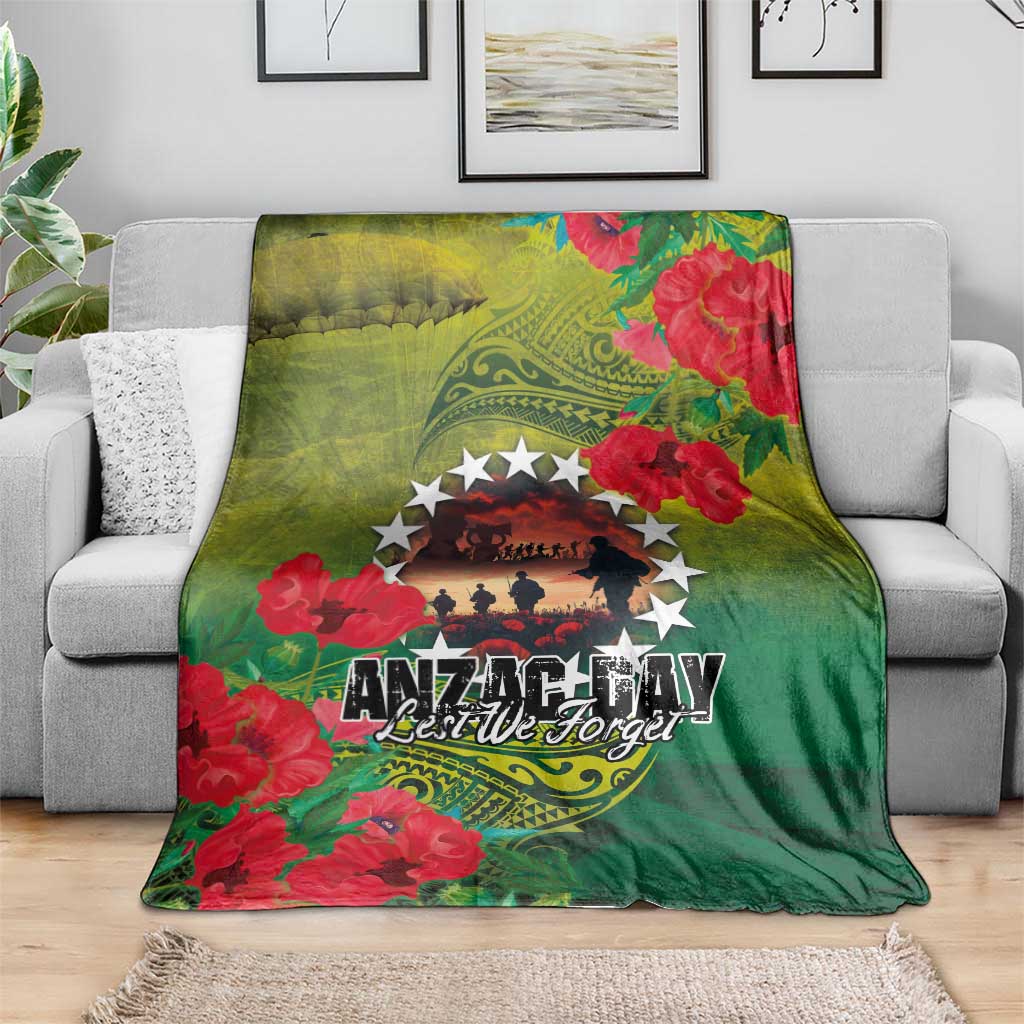 Cook Islands ANDAC Day Blanket Honor and Remember Soliders-Forever in My Thoughts Grunge Style LT03 - Polynesian Pride
