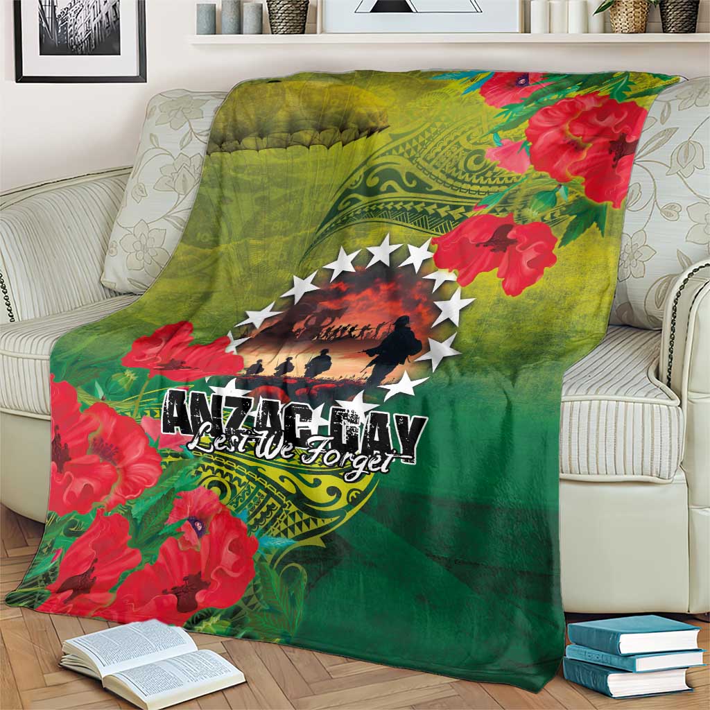 Cook Islands ANDAC Day Blanket Honor and Remember Soliders-Forever in My Thoughts Grunge Style LT03 - Polynesian Pride