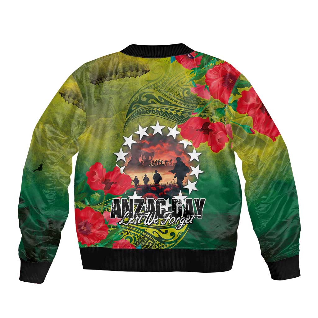Cook Islands ANDAC Day Bomber Jacket Honor and Remember Soliders-Forever in My Thoughts Grunge Style