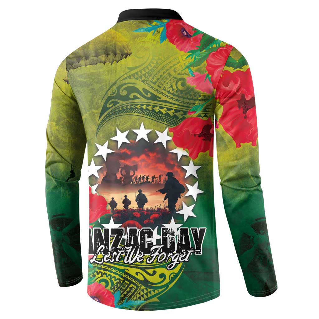 Cook Islands ANDAC Day Button Sweatshirt Honor and Remember Soliders-Forever in My Thoughts Grunge Style LT03 - Polynesian Pride