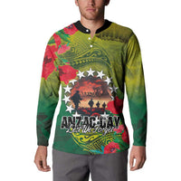 Cook Islands ANDAC Day Button Sweatshirt Honor and Remember Soliders-Forever in My Thoughts Grunge Style LT03 - Polynesian Pride