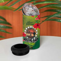 Cook Islands ANDAC Day 4 in 1 Can Cooler Tumbler Honor and Remember Soliders-Forever in My Thoughts Grunge Style LT03 - Polynesian Pride