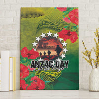 Cook Islands ANDAC Day Canvas Wall Art Honor and Remember Soliders-Forever in My Thoughts Grunge Style LT03 Without Frame Green-Yellow - Polynesian Pride