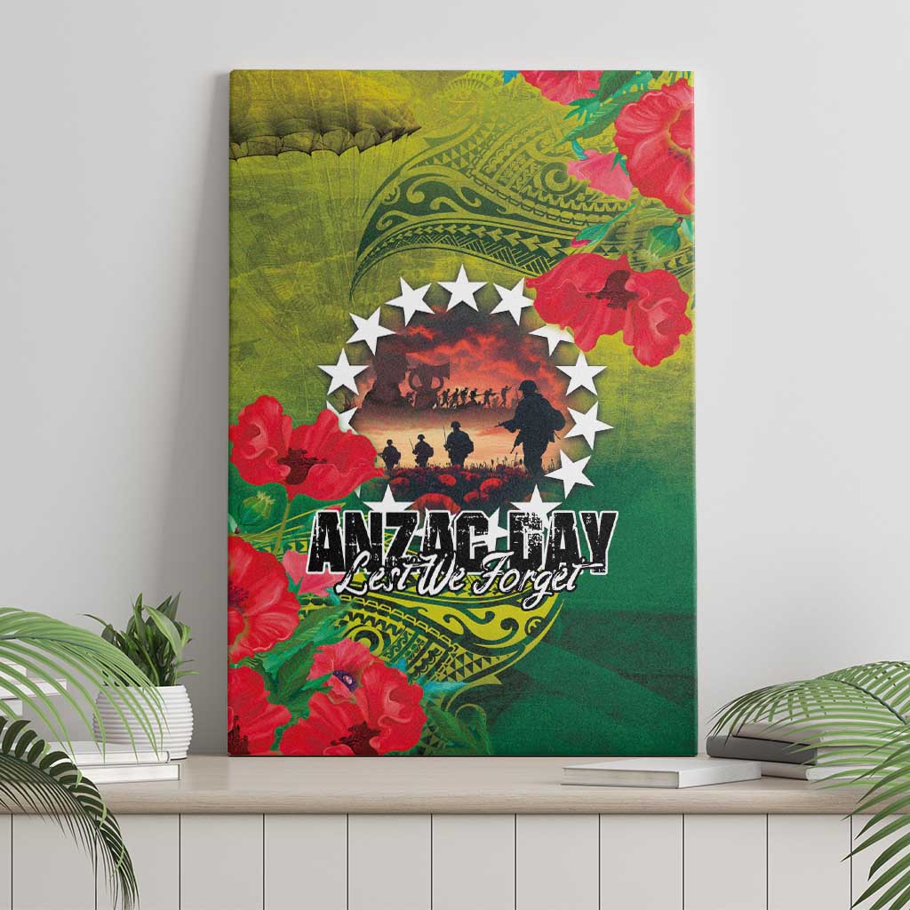 Cook Islands ANDAC Day Canvas Wall Art Honor and Remember Soliders-Forever in My Thoughts Grunge Style LT03 - Polynesian Pride