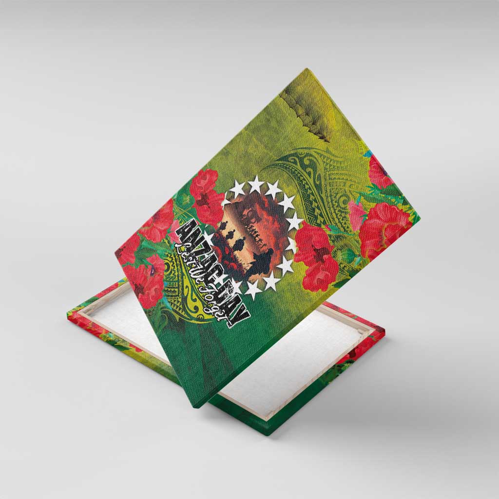 Cook Islands ANDAC Day Canvas Wall Art Honor and Remember Soliders-Forever in My Thoughts Grunge Style LT03 With Frame Green-Yellow - Polynesian Pride