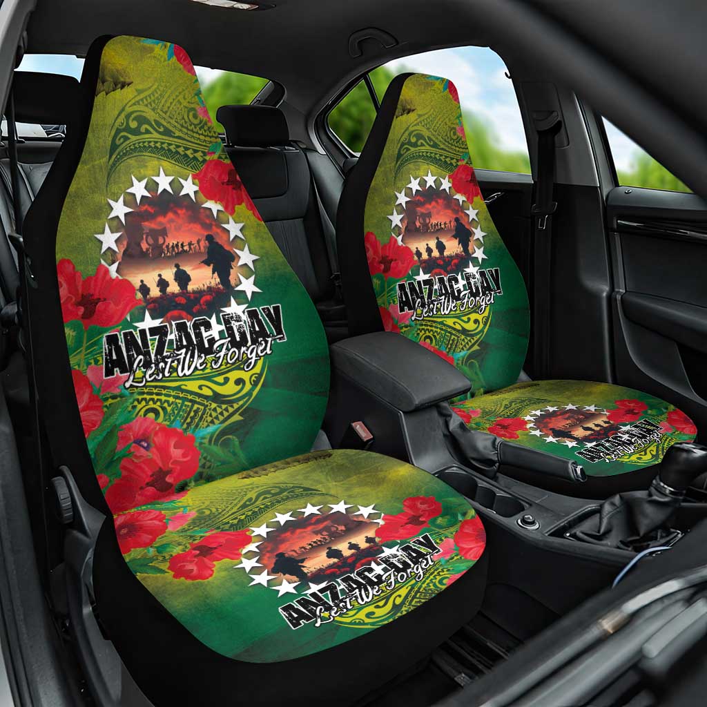 Cook Islands ANDAC Day Car Seat Cover Honor and Remember Soliders-Forever in My Thoughts Grunge Style