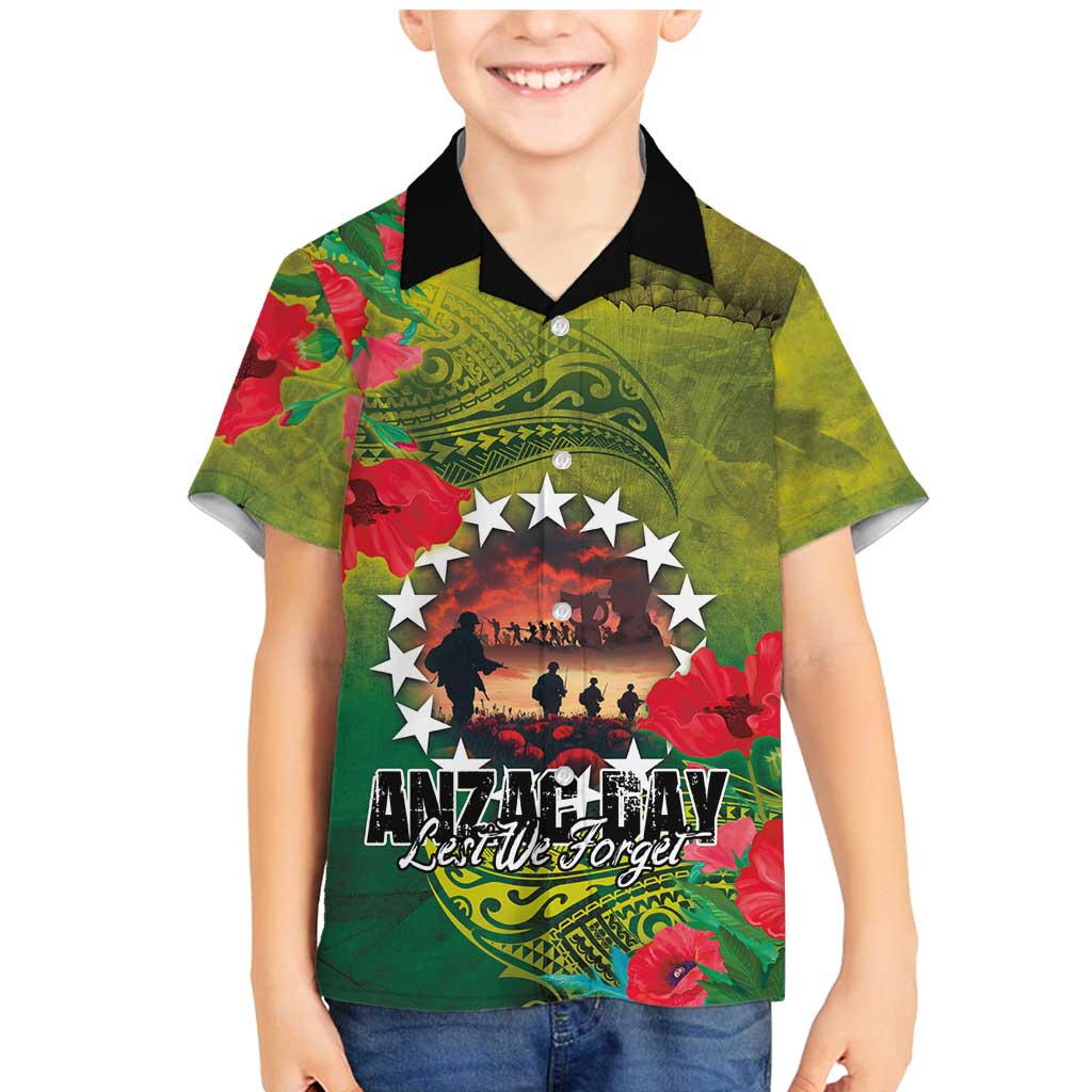 Cook Islands ANDAC Day Family Matching Mermaid Dress and Hawaiian Shirt Honor and Remember Soliders-Forever in My Thoughts Grunge Style