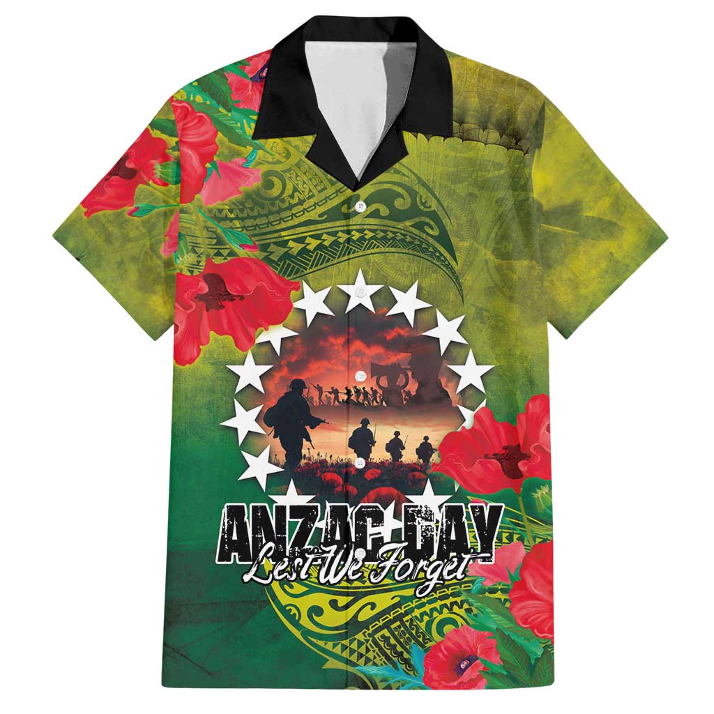 Cook Islands ANDAC Day Family Matching Off Shoulder Maxi Dress and Hawaiian Shirt Honor and Remember Soliders-Forever in My Thoughts Grunge Style