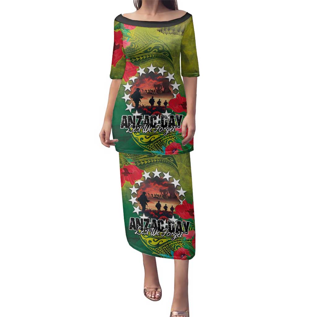 Cook Islands ANDAC Day Family Matching Puletasi and Hawaiian Shirt Honor and Remember Soliders-Forever in My Thoughts Grunge Style