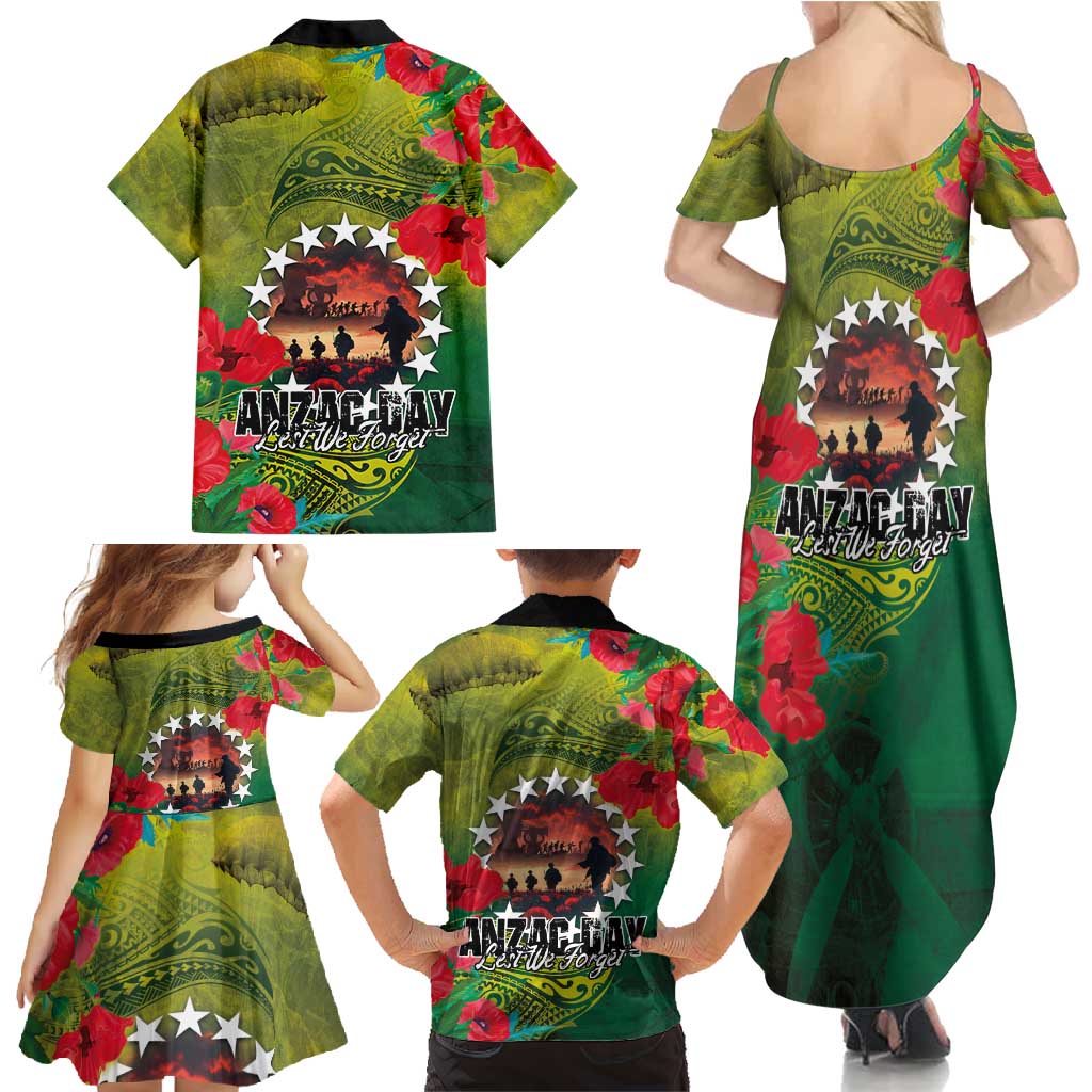 Cook Islands ANDAC Day Family Matching Summer Maxi Dress and Hawaiian Shirt Honor and Remember Soliders-Forever in My Thoughts Grunge Style