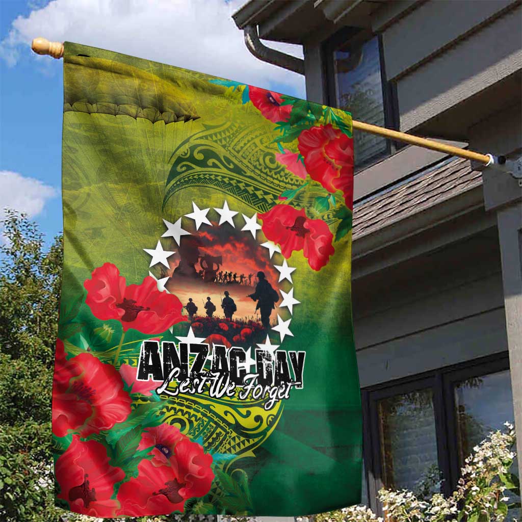 Cook Islands ANDAC Day Garden Flag Honor and Remember Soliders-Forever in My Thoughts Grunge Style LT03 - Polynesian Pride