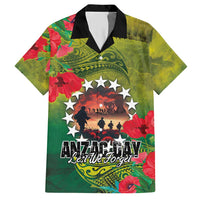 Cook Islands ANDAC Day Hawaiian Shirt Honor and Remember Soliders-Forever in My Thoughts Grunge Style LT03 Green-Yellow - Polynesian Pride
