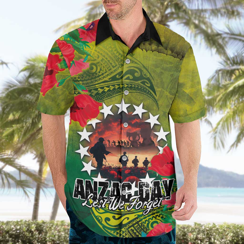 Cook Islands ANDAC Day Hawaiian Shirt Honor and Remember Soliders-Forever in My Thoughts Grunge Style LT03 - Polynesian Pride