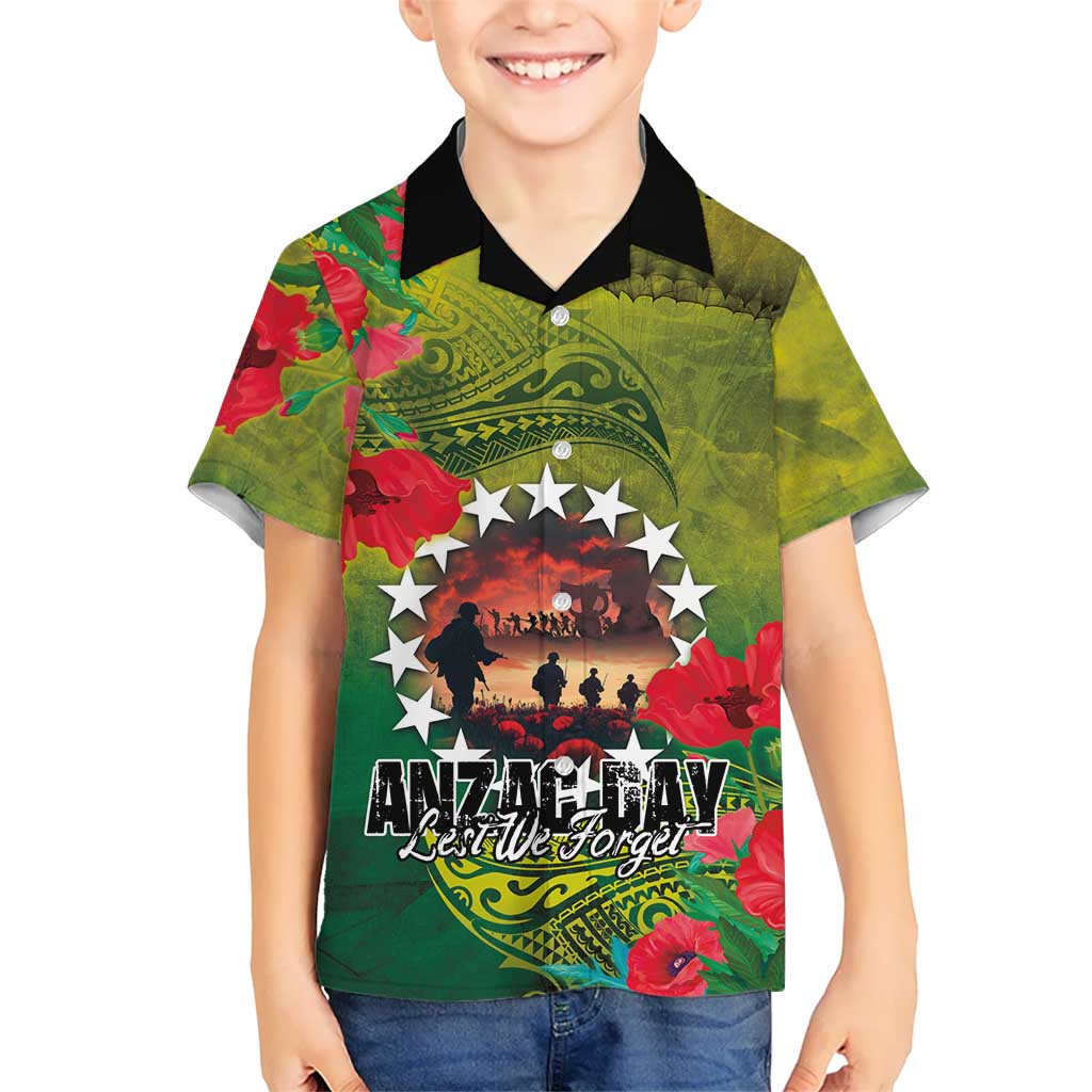 Cook Islands ANDAC Day Hawaiian Shirt Honor and Remember Soliders-Forever in My Thoughts Grunge Style LT03 - Polynesian Pride