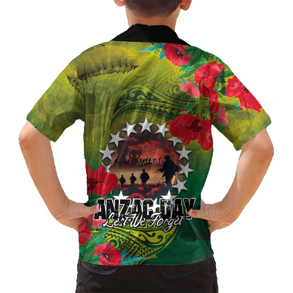 Cook Islands ANDAC Day Hawaiian Shirt Honor and Remember Soliders-Forever in My Thoughts Grunge Style LT03 - Polynesian Pride