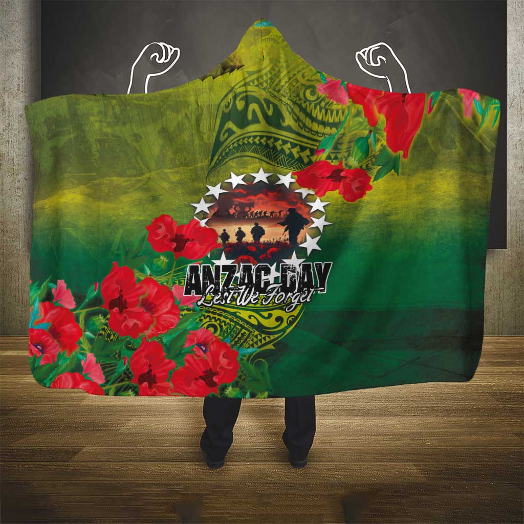 Cook Islands ANDAC Day Hooded Blanket Honor and Remember Soliders-Forever in My Thoughts Grunge Style LT03 - Polynesian Pride