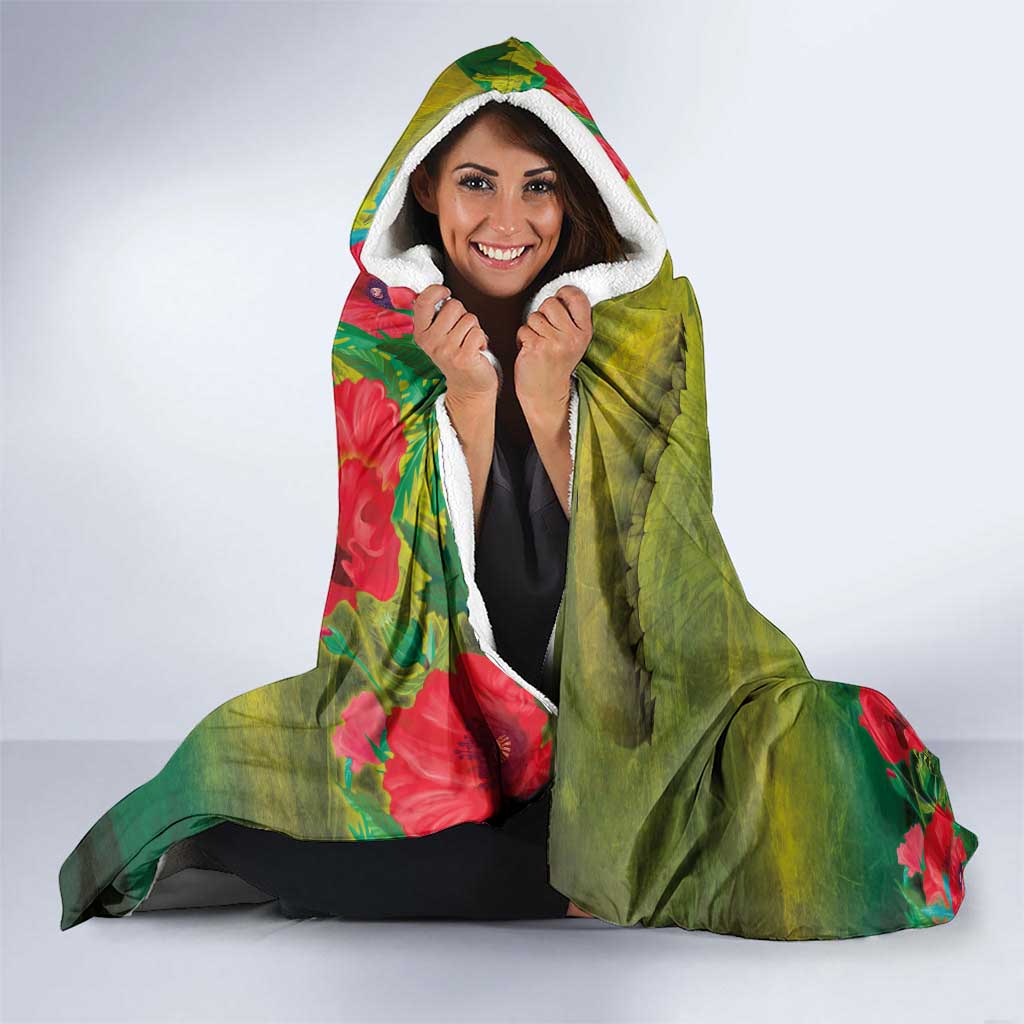 Cook Islands ANDAC Day Hooded Blanket Honor and Remember Soliders-Forever in My Thoughts Grunge Style LT03 - Polynesian Pride