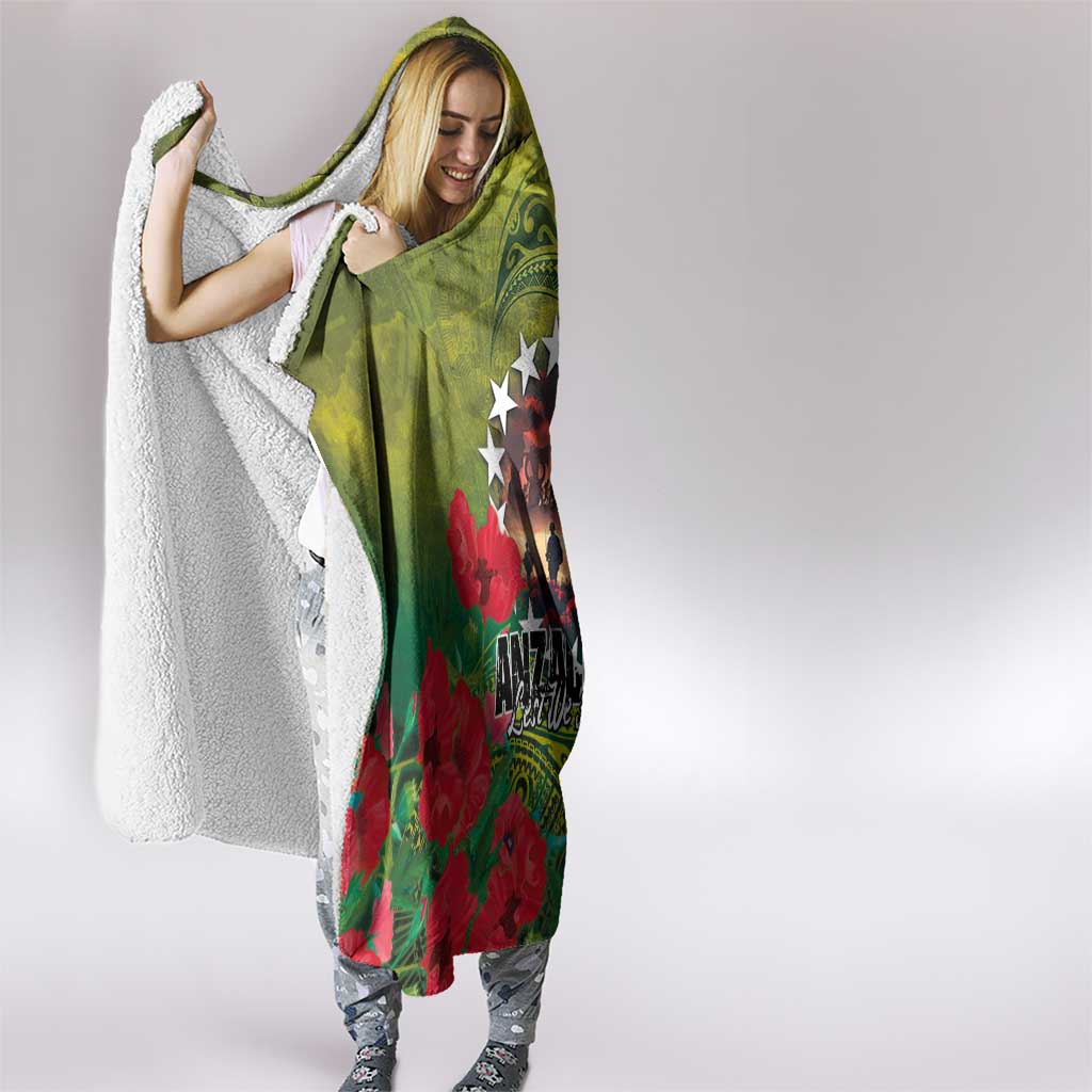 Cook Islands ANDAC Day Hooded Blanket Honor and Remember Soliders-Forever in My Thoughts Grunge Style LT03 - Polynesian Pride