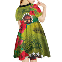 Cook Islands ANDAC Day Kid Short Sleeve Dress Honor and Remember Soliders-Forever in My Thoughts Grunge Style LT03 - Polynesian Pride