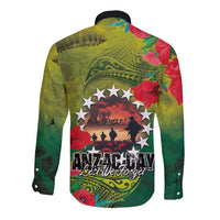 Cook Islands ANDAC Day Long Sleeve Button Shirt Honor and Remember Soliders-Forever in My Thoughts Grunge Style LT03 - Polynesian Pride