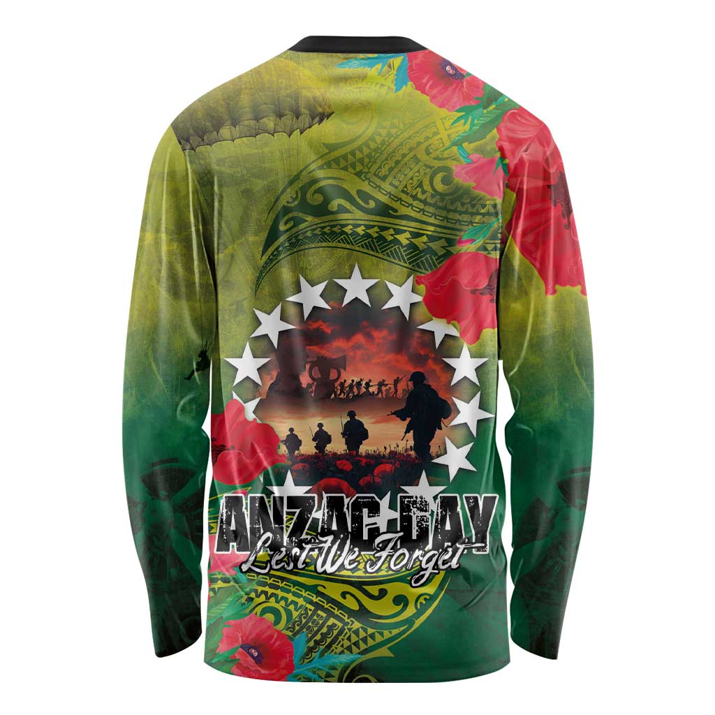Cook Islands ANDAC Day Long Sleeve Shirt Honor and Remember Soliders-Forever in My Thoughts Grunge Style LT03 - Polynesian Pride