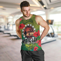 Cook Islands ANDAC Day Men Tank Top Honor and Remember Soliders-Forever in My Thoughts Grunge Style LT03 Green-Yellow - Polynesian Pride