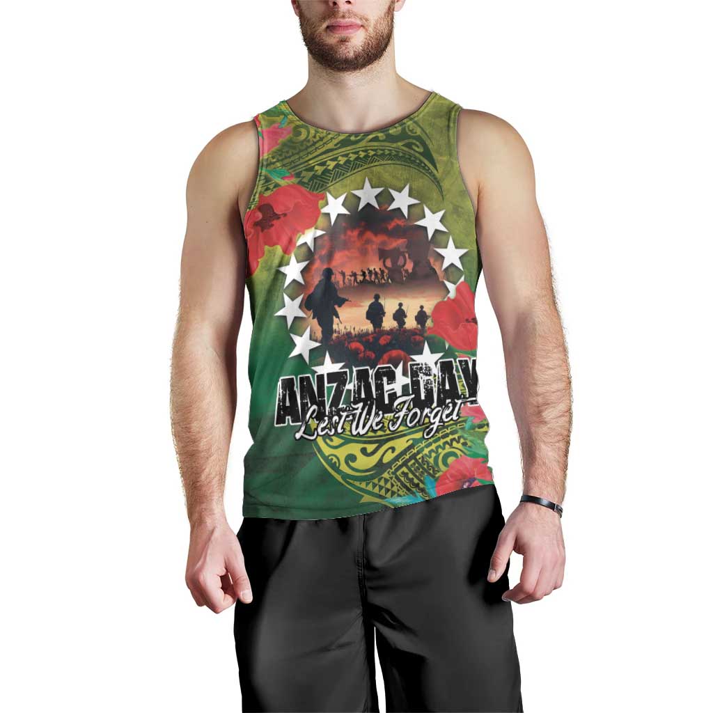Cook Islands ANDAC Day Men Tank Top Honor and Remember Soliders-Forever in My Thoughts Grunge Style LT03 - Polynesian Pride