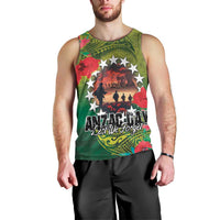 Cook Islands ANDAC Day Men Tank Top Honor and Remember Soliders-Forever in My Thoughts Grunge Style LT03 - Polynesian Pride