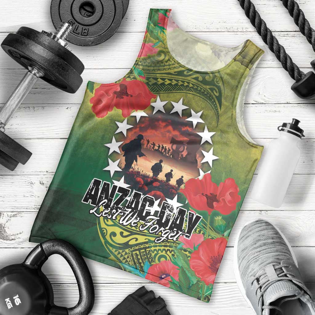 Cook Islands ANDAC Day Men Tank Top Honor and Remember Soliders-Forever in My Thoughts Grunge Style LT03 - Polynesian Pride