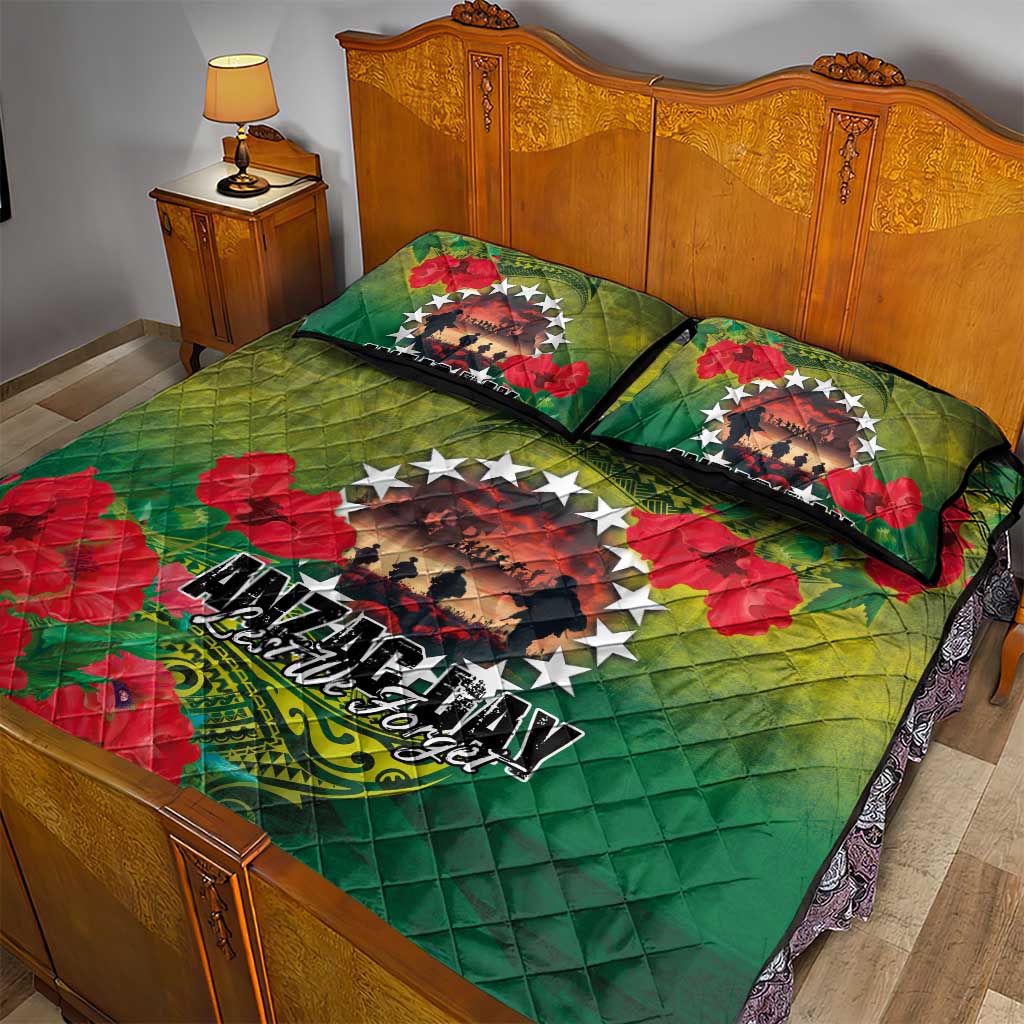 Cook Islands ANDAC Day Quilt Bed Set Honor and Remember Soliders-Forever in My Thoughts Grunge Style LT03 - Polynesian Pride