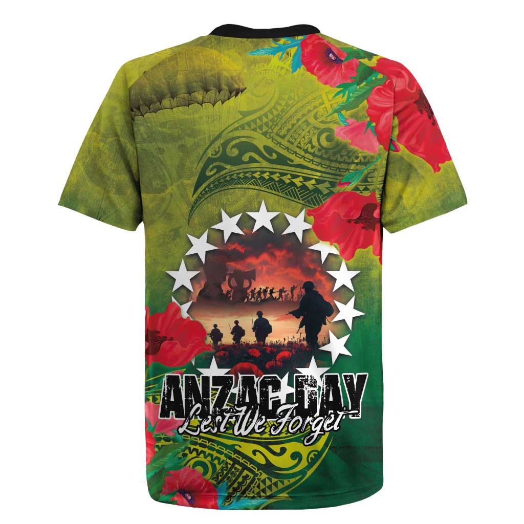 Cook Islands ANDAC Day Rugby Jersey Honor and Remember Soliders-Forever in My Thoughts Grunge Style