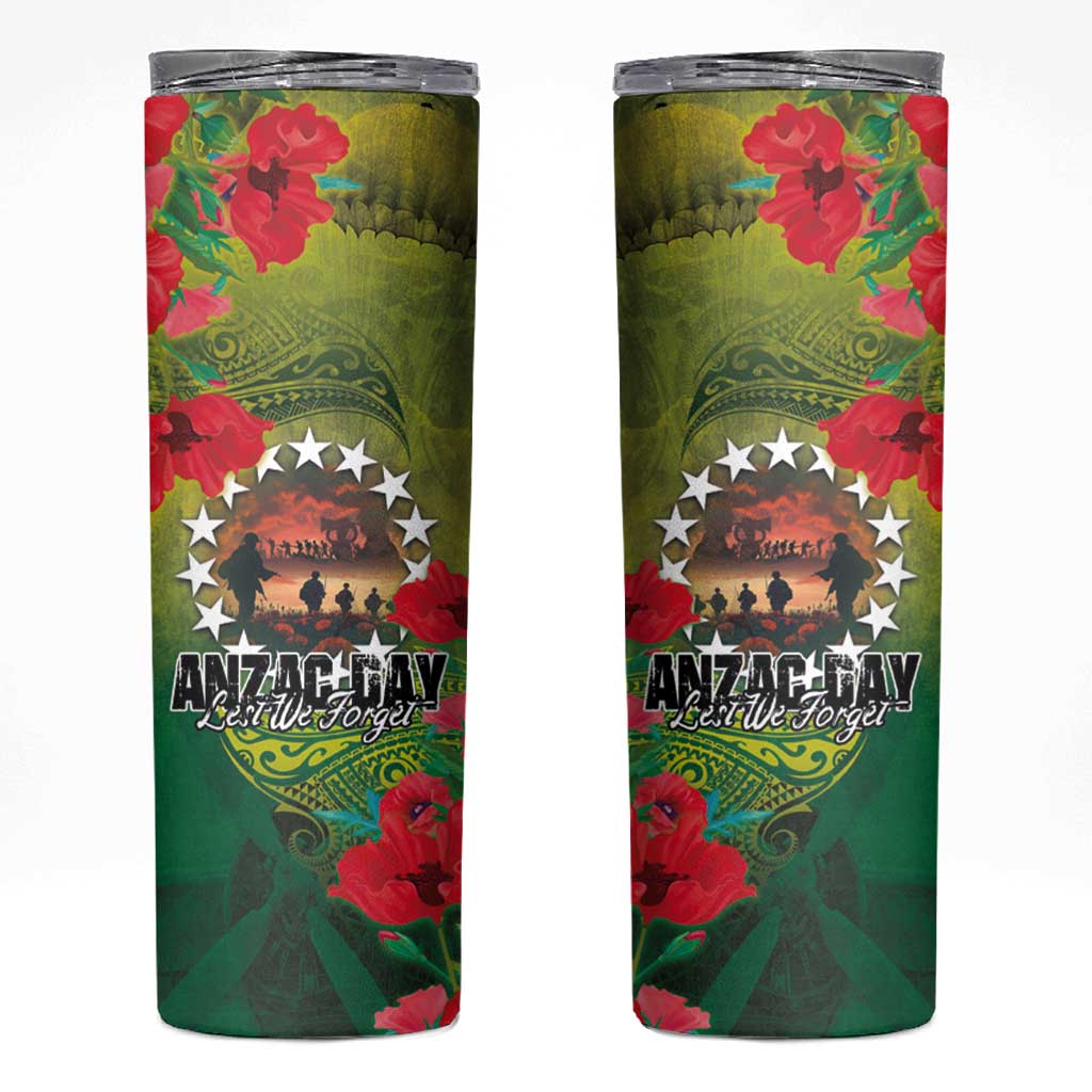 Cook Islands ANDAC Day Skinny Tumbler Honor and Remember Soliders-Forever in My Thoughts Grunge Style
