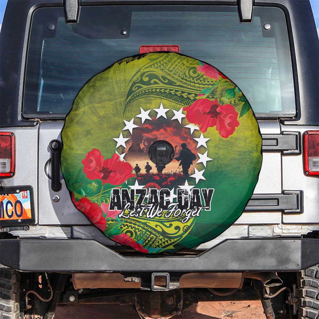 Cook Islands ANDAC Day Spare Tire Cover Honor and Remember Soliders-Forever in My Thoughts Grunge Style