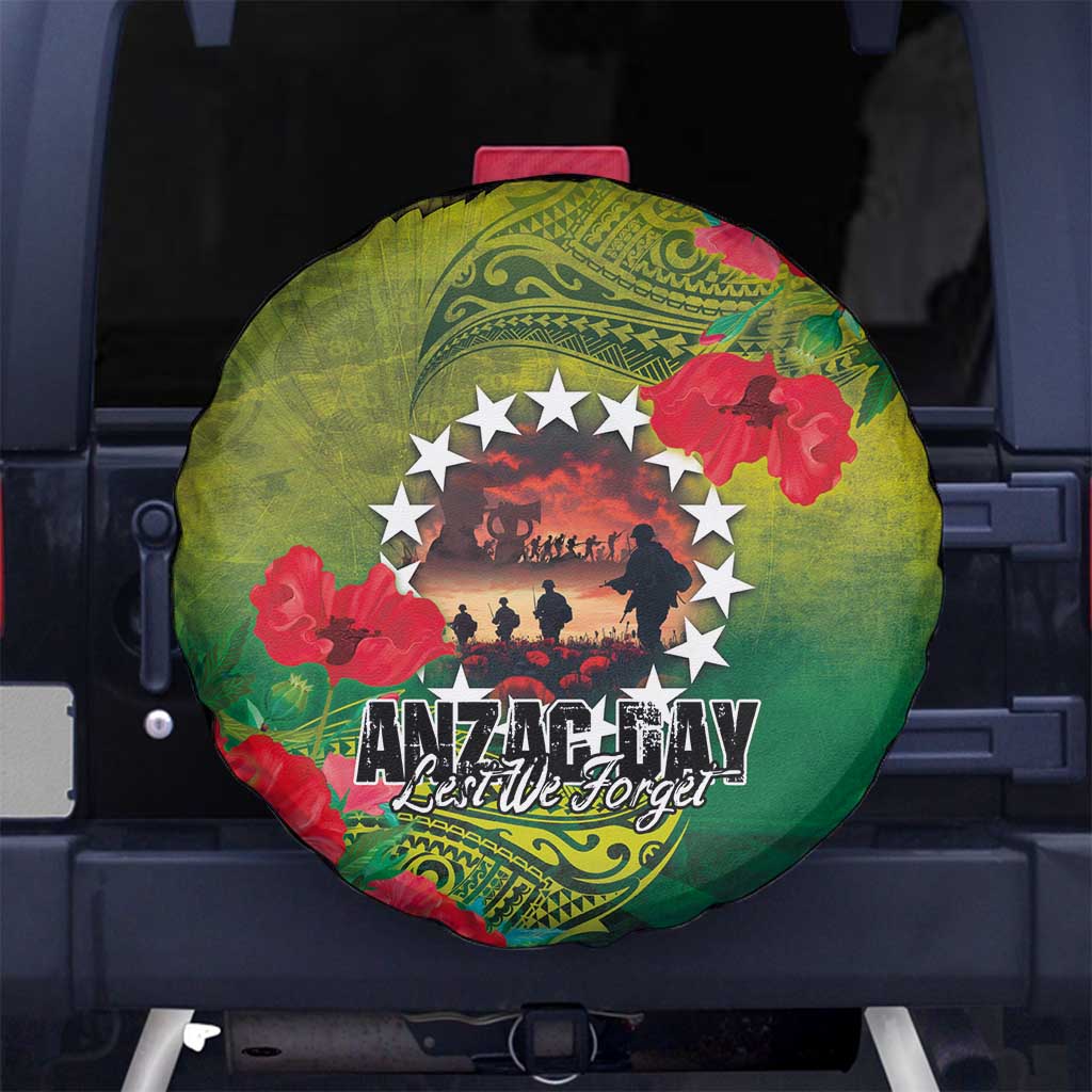 Cook Islands ANDAC Day Spare Tire Cover Honor and Remember Soliders-Forever in My Thoughts Grunge Style