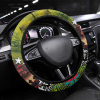 Cook Islands ANDAC Day Steering Wheel Cover Honor and Remember Soliders-Forever in My Thoughts Grunge Style LT03 Universal Fit Green-Yellow - Polynesian Pride